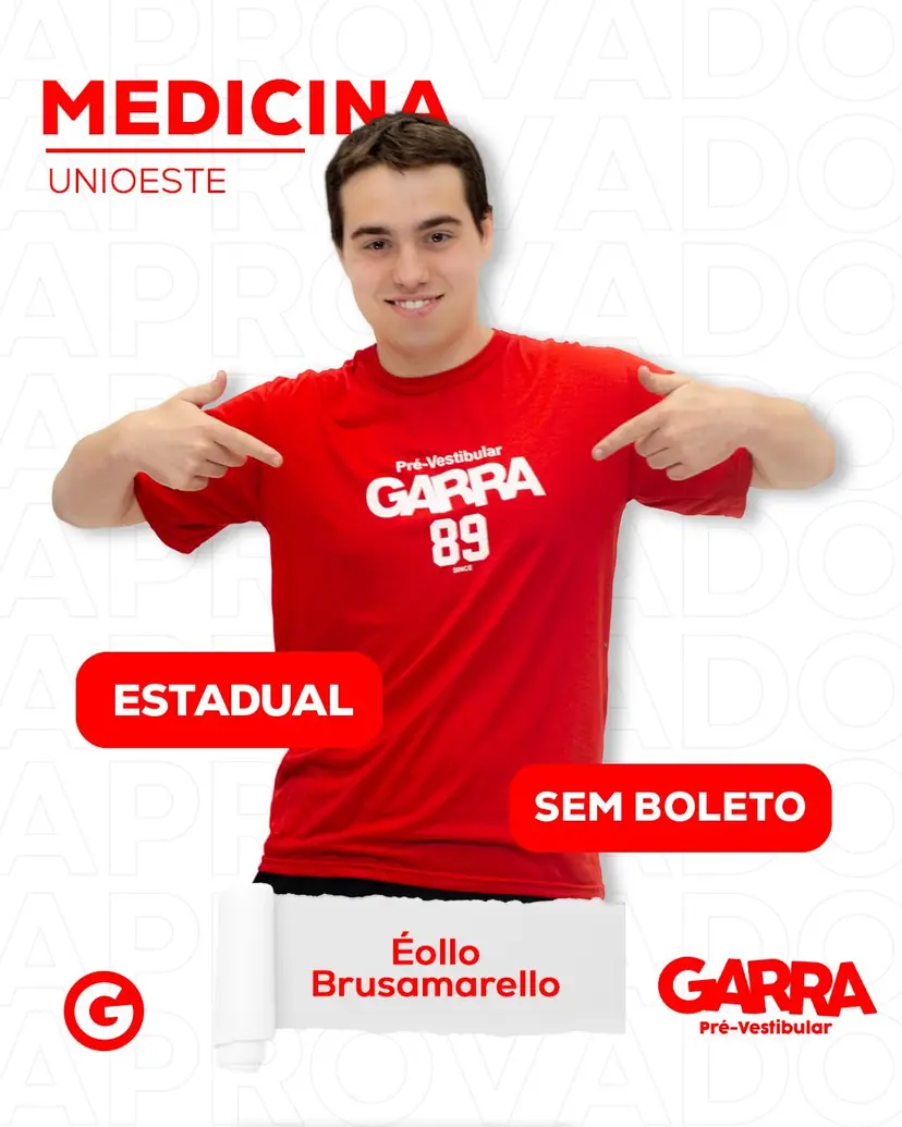Card de aprovação de Éollo Brusamarello: Medicina na UNIOESTE