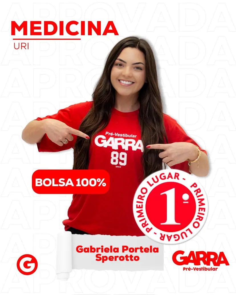Card de aprovação de Gabriela Portela Sperotto: Medicina na URI