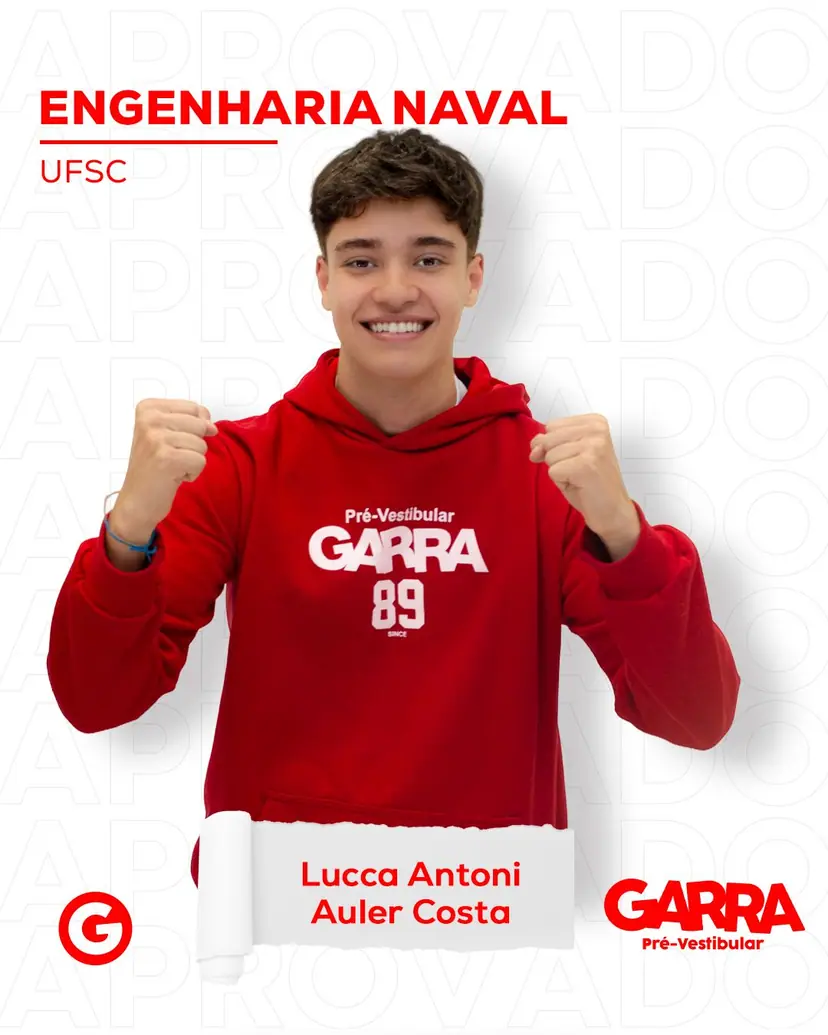 Card de aprovação de Lucca Antoni Auler Costa: Engenharia Naval na UFSC