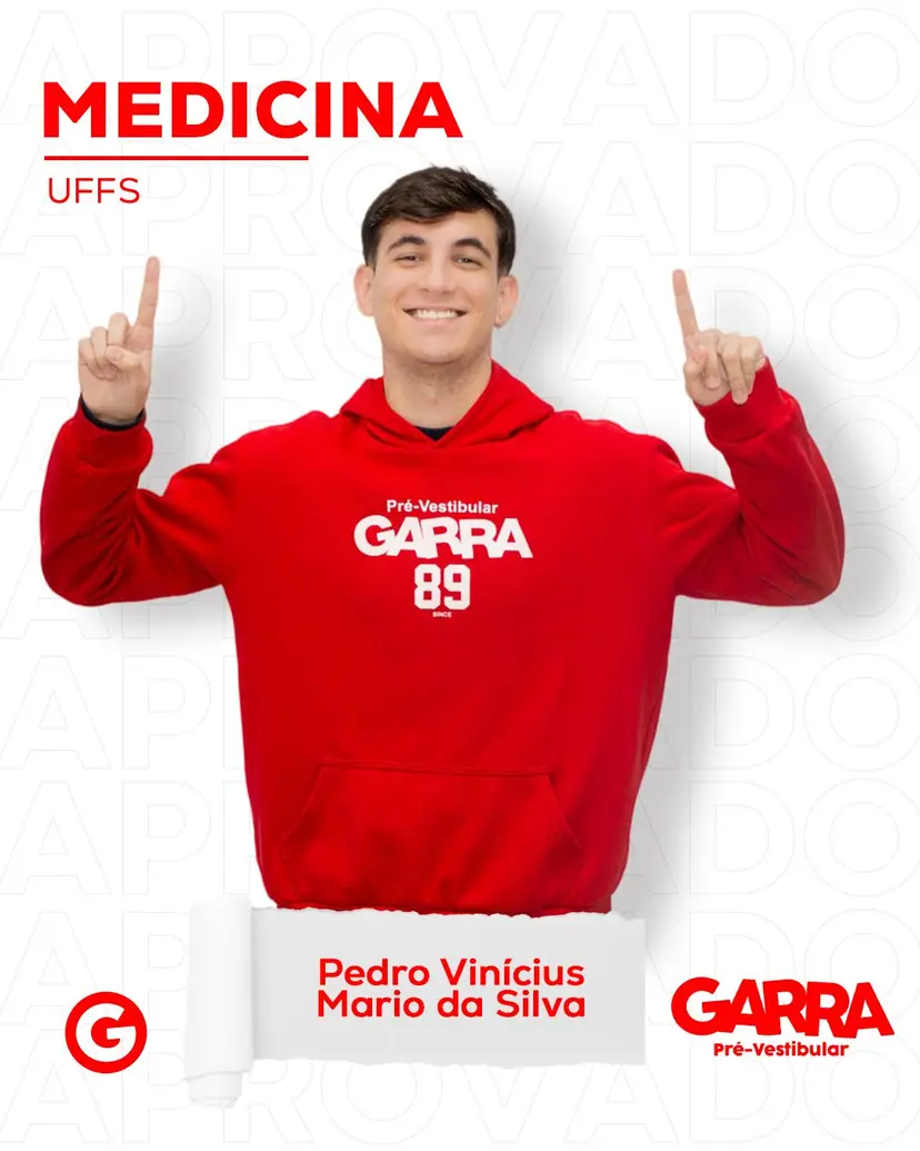 Card de aprovação de Pedro Vinícius Mario da Silva: Medicina na UFFS