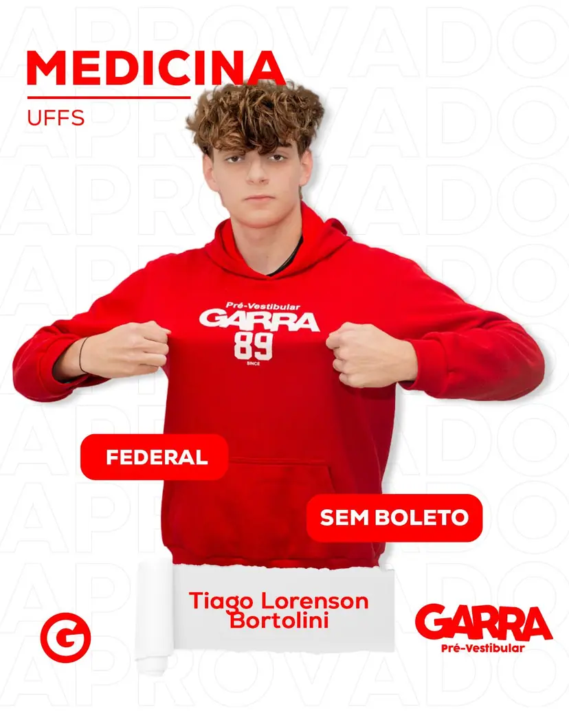 Card de aprovação de Tiago Lorenson Bortolini: Medicina na UFFS