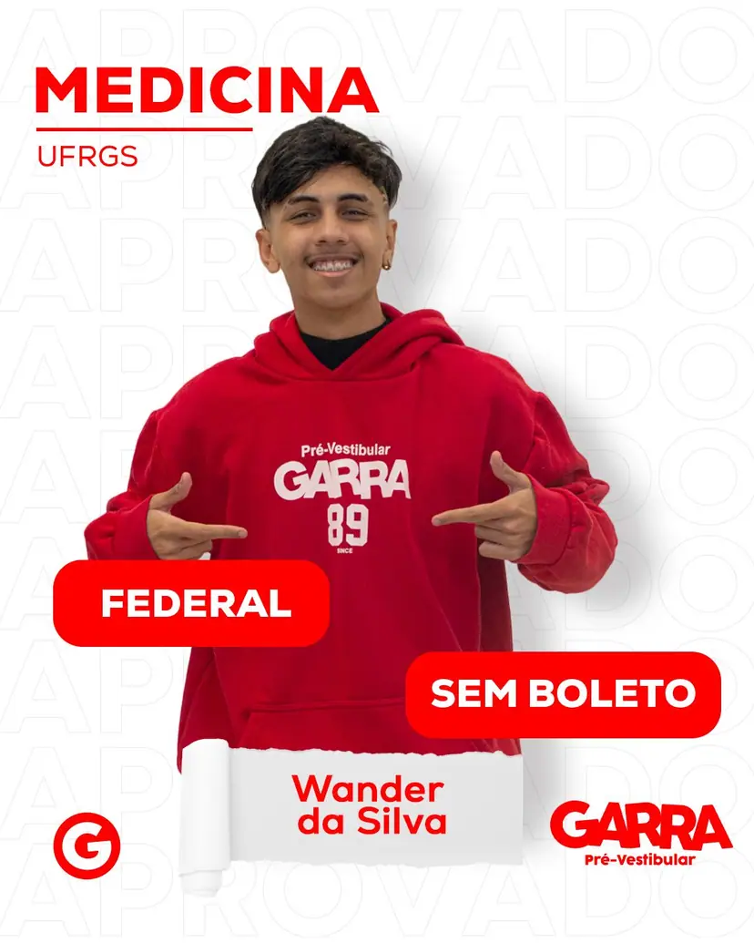 Card de aprovação de Wander da Silva: Medicina na UFRGS